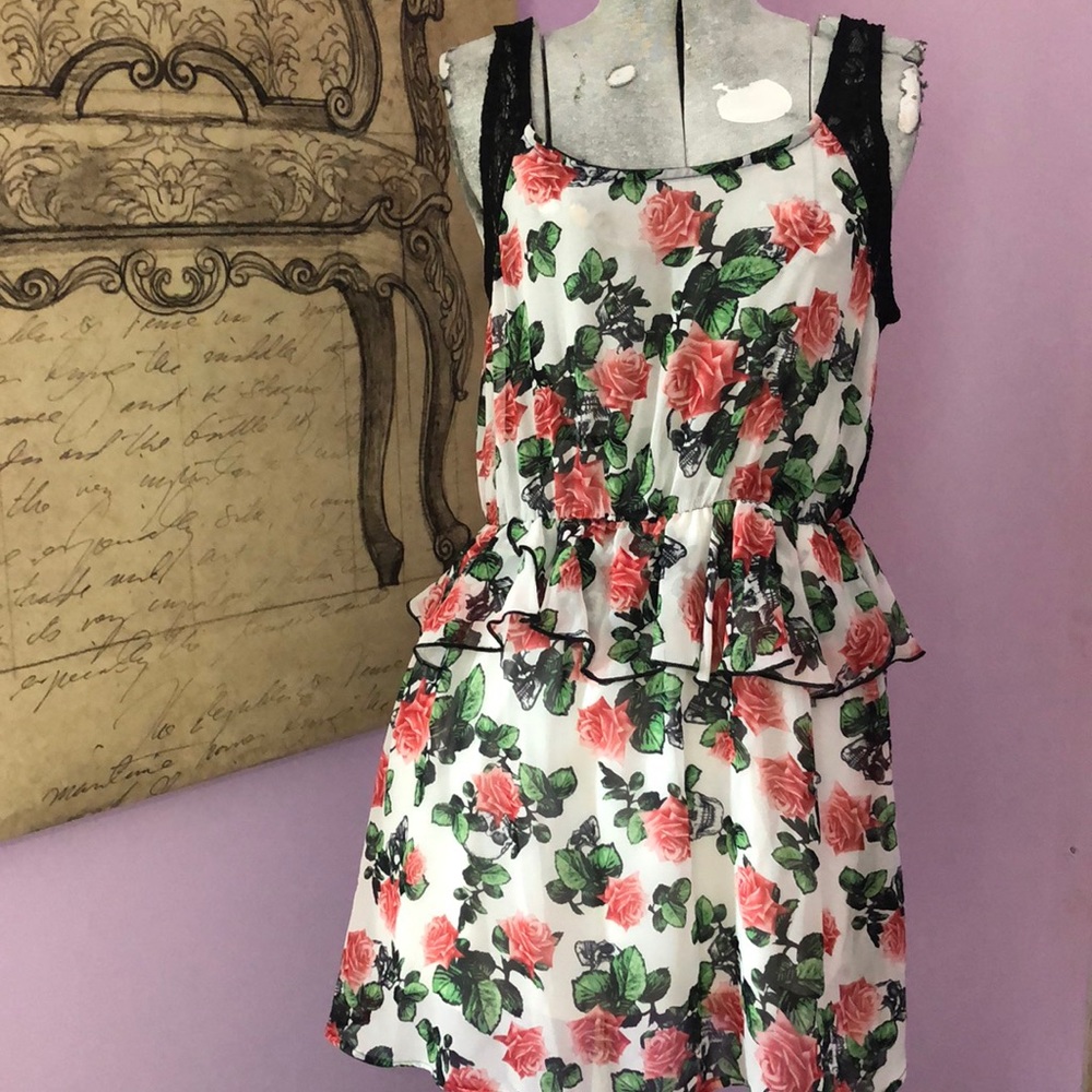 Cute Rose & Skull Sleeveless Sundress